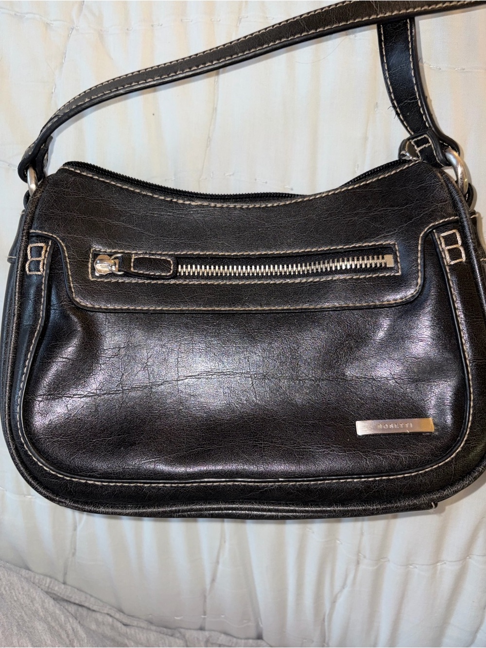 Vintage Rosetti Black Leather Shoulder Bag